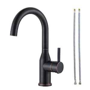 Single-Handle Bar Sink Faucet with Water Supply Lines in Oil Rubbed Bronze
