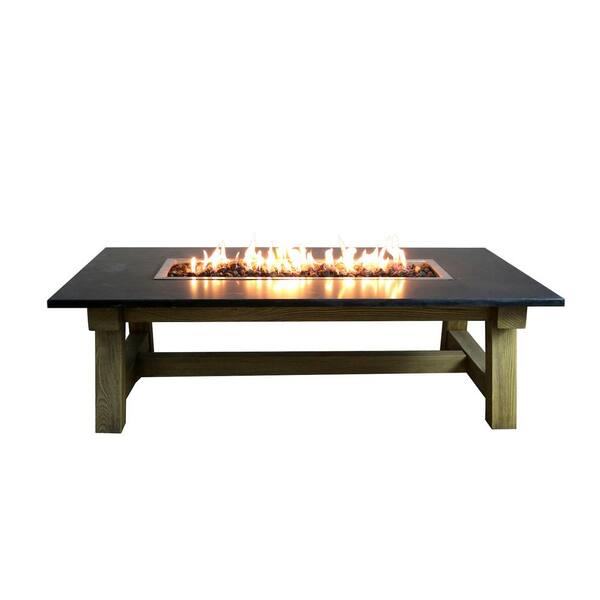 Elementi Workshop Coffee 36 in. x 17 in. Rectangular Concrete Natural Gas Fire Pit Table with Burner and Lava Rock