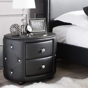 Davina 2-Drawer Black Nightstand