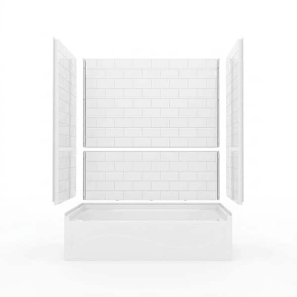 60 in. L x 32 in. W x 60 in. H Alcove Bathtub and 4-Piece Tub/ Shower Combo Unit Glossy White with Door
