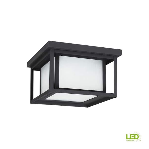 Sea Gull Lighting Hunnington 10-in W Weathered Pewter Outdoor Flush Mount Light