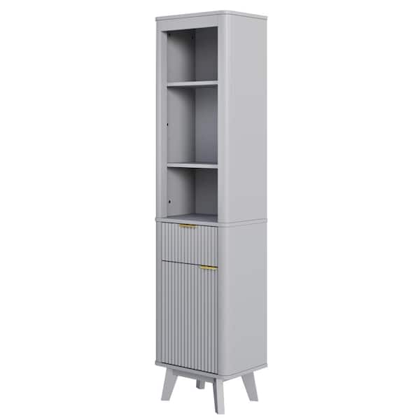 68" H Tall Bathroom Storage Cabinet with Adjustable Shelves and One Drawer & Door, Storage Cabinet for Bathroom