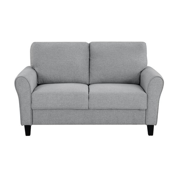 EVERGLADE HOME Aleron 58 in. W Round Arm Fabric Straight Love Seat in Dark Gray