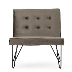 Darrow Modern Button Back Gray New Velvet Armless Chair