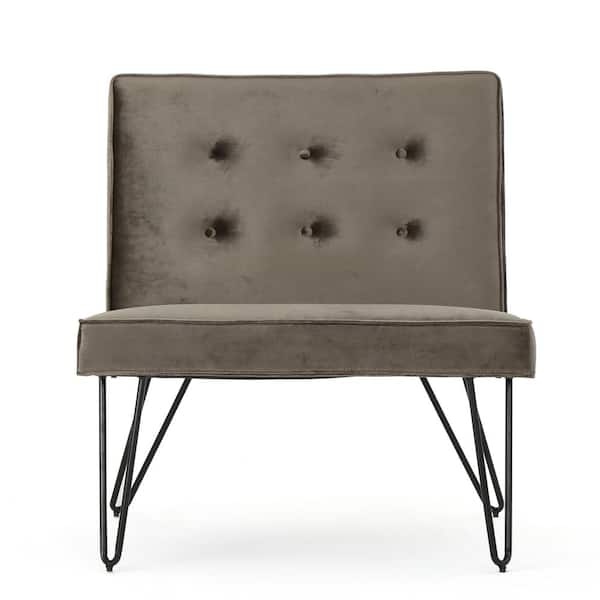 Noble House Darrow Modern Button Back Gray New Velvet Armless Chair