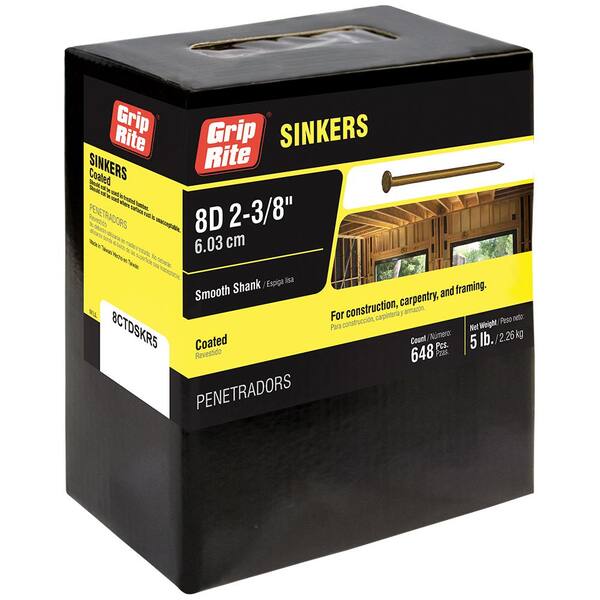 16-Penny Smooth Vinyl-Coated Steel Grip-Rite Sinker Nails #9 x 3-1/4 in 16-Penny Smooth Vinyl-Coated Steel Grip-Rite Sinker Nails #9 x 3-1/4 in