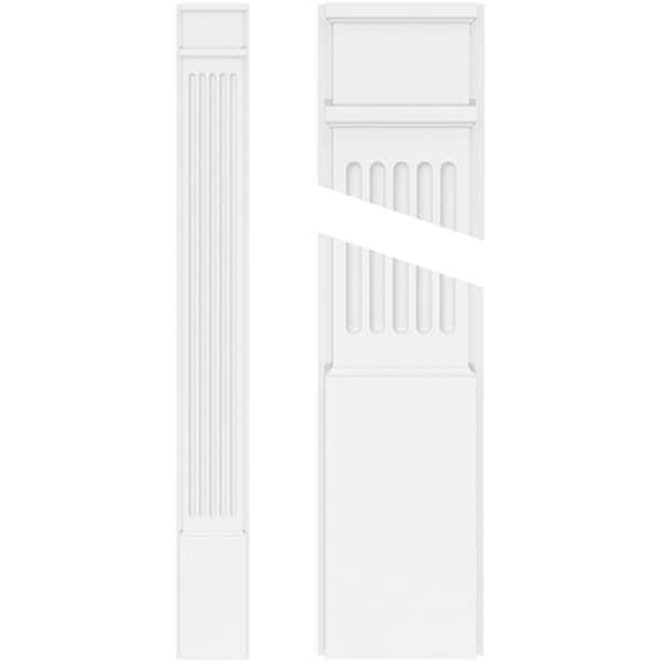 Ekena Millwork 2 in. x 7 in. x 72 in. Fluted PVC Pilaster Moulding with Decorative Capital and Base (Pair)