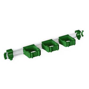 21.5 in. Universal Garage Storage Rail System with 3 Green One-Size-Fits-All Holders
