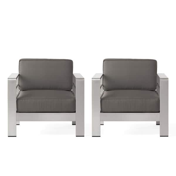 Noble House Caius Khaki 2-Piece Aluminum Deep Seating Set with Khaki Cushions