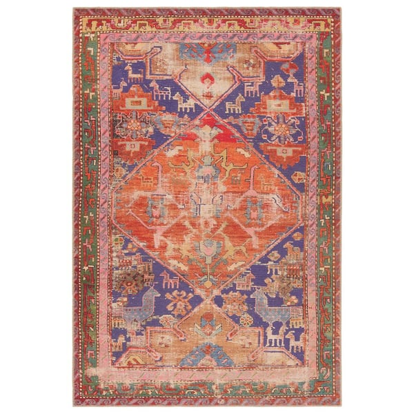 VIBE BY JAIPUR LIVING Sancho 8 X 10 Medallion Orange/Purple Washable Area Rug