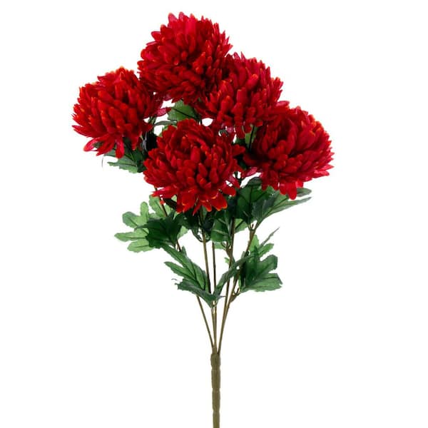 Vickerman 23 in. Crimson Red Artificial Mum Floral Arrangement