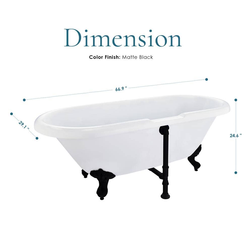 Elegant White Acrylic Clawfoot Freestanding Bathtub