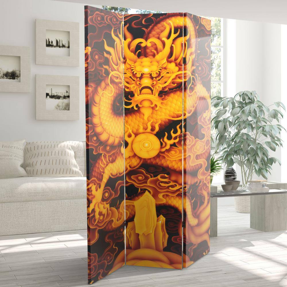 Oriental Furniture Dragon 6 ft. Printed 3Panel Room Divider CAN