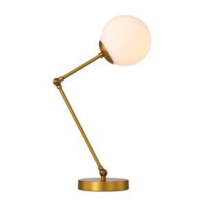 Laiba 20 in. 1-Light Indoor Aged Brass Table Lamp with Light Kit