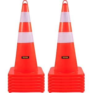 28 in. Traffic Cones PVC Orange Safety Cone with Weighted Base and Hand-Held Ring for Traffic Control (12-Pack)