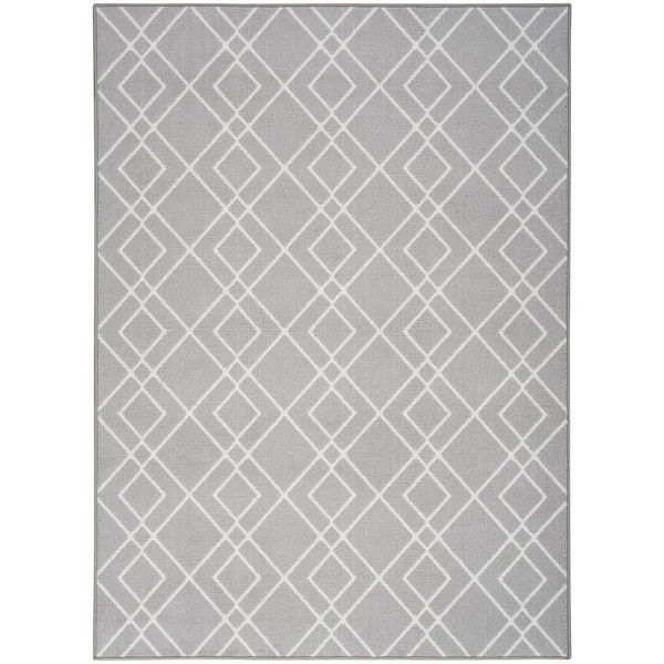 Nourison Modern Lines Silver 5 ft. x 7 ft. Geometric Contemporary Area Rug