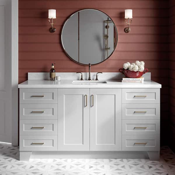 Taylor 66 in. W x 22 in. D x 36 in. H Single Sink Freestanding Bath Vanity in Gray with Carrara White Marble Top