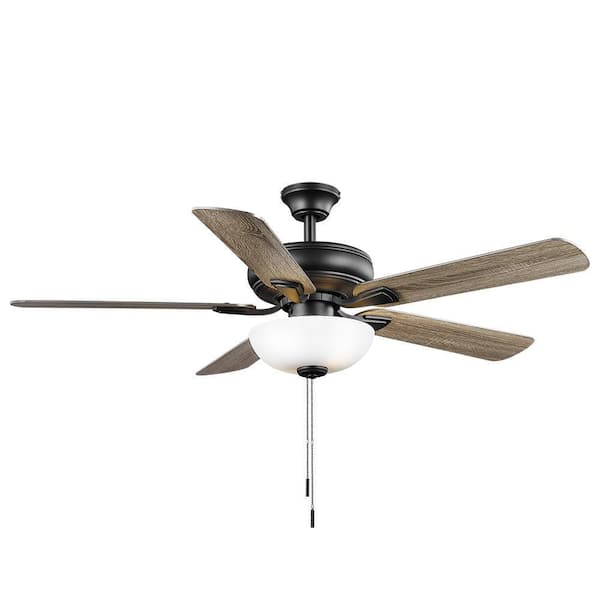 Hampton Bay Rothley II 52 in. Indoor LED Matte Black Ceiling Fan with Light, Reversible Motor and Reversible Blades Included