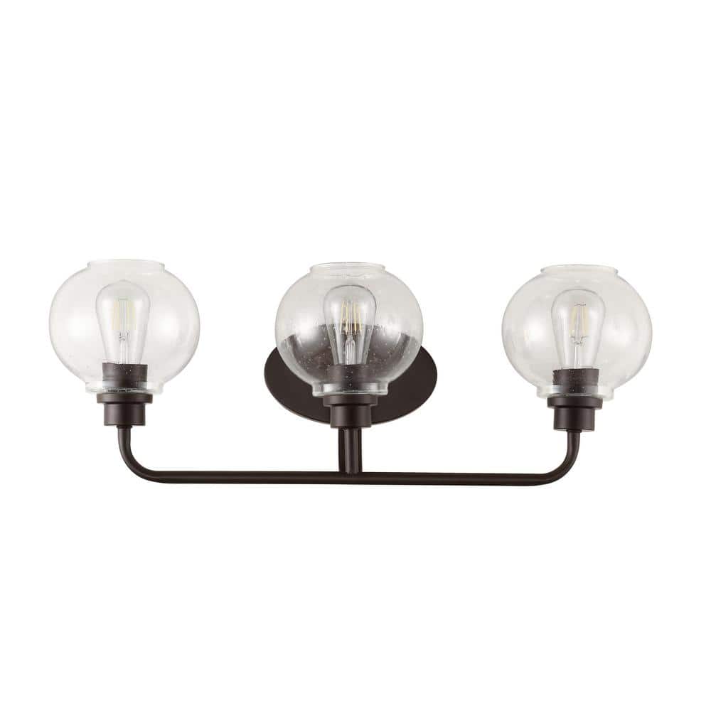 Sandrine 26.25" Oil-Rubbed Bronze and Clear Glass Vanity Light