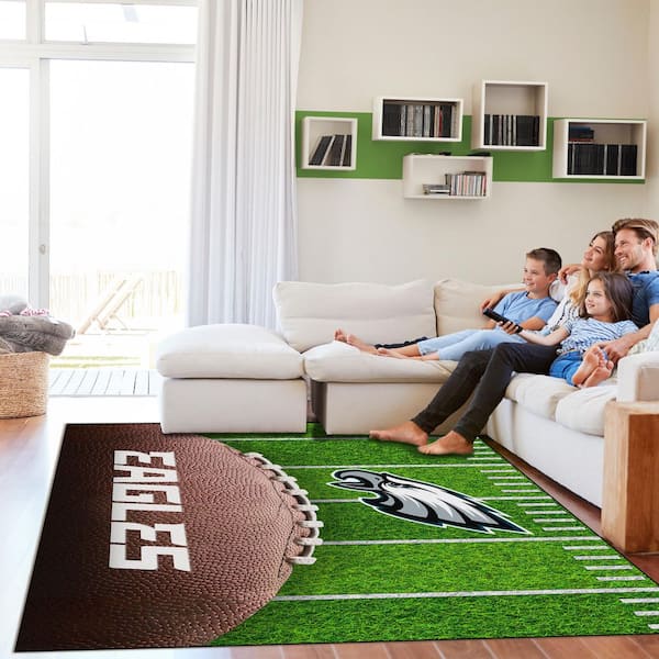 Philadelphia Eagles Green Football Field 5X7 ft Washable Indoor Area Rug