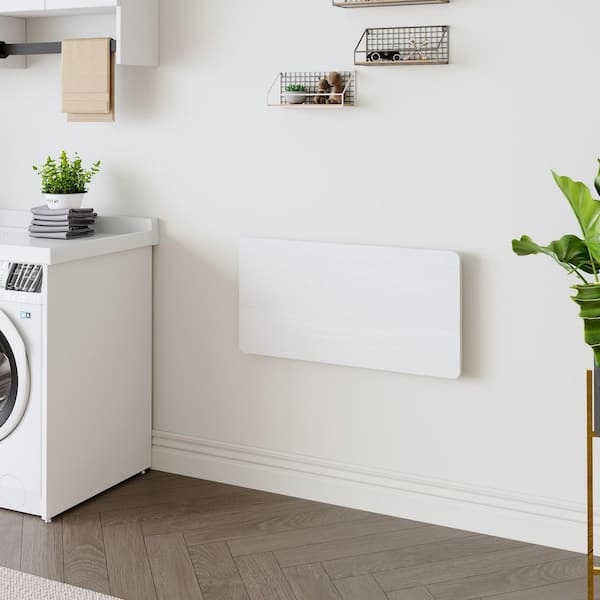 31.4 in. W x 15.7 in. D White Wood Folding Mounted Decorative Wall Shelf