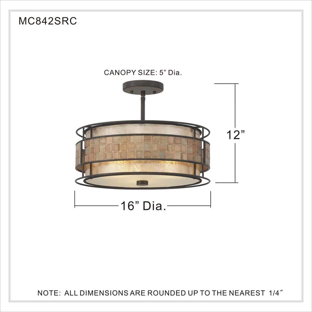 Renaissance Copper 16" Glass Drum Ceiling Light with Mosaic Tile