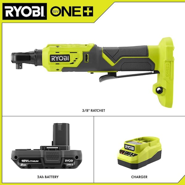 ONE+ 18V Cordless 3/8 in. 4-Position Ratchet with FREE 2.0 Ah Battery and Charger