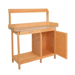44 in. W Garden Work Potting Bench with Drawers and Cabinets