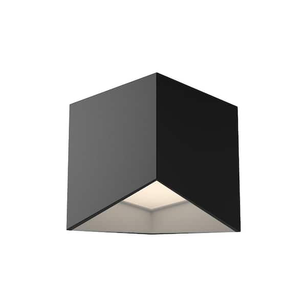 KUZCO Cubix 5 in. 1 Light 9-Watt Black/White Integrated LED Flush Mount ...