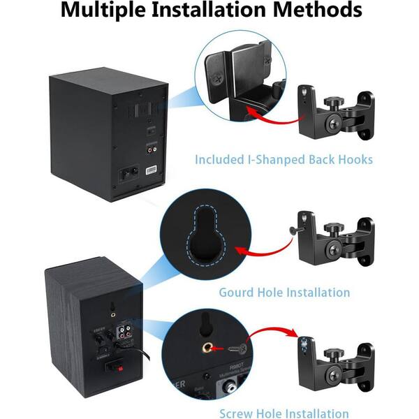 thumbnail image 2 of Iron Mounts Universal Satellite Speaker Wall Mount Brackets – 10 Pack, Black Swivel, Fits Bose 2 of 3