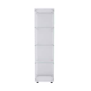 Cozy Castle 70 inch Tall White Display Cabinet, Pantry Cabinet with Acrylic Glass Doors and Drawer, China Cabinet, Office Storage Cabinet, Bookcase