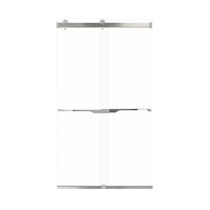 Brianna 48 in. W x 80 in. H Sliding Frameless Shower Door in Brushed Stainless with Clear Glass