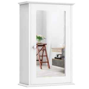 13.5 in. W x 6 in. D x 21 in. H White Bathroom Wall Cabinet with Single Mirror Door
