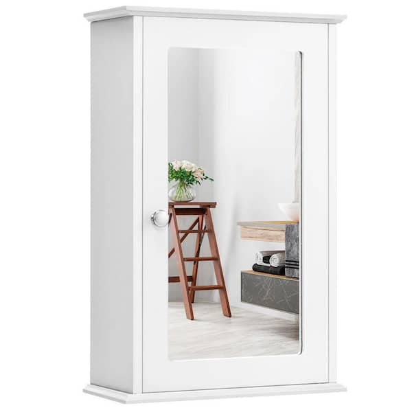 Dracelo 13.5 in. W x 6 in. D x 21 in. H White Bathroom Wall Cabinet ...