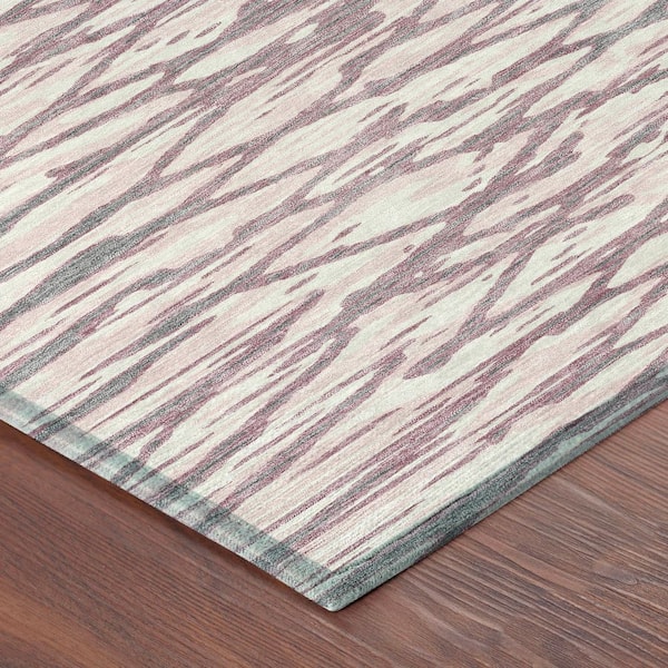 Chantille Machine Washable Indoor/Outdoor Abstract ACN2771 Blush 8 ft. x 8 ft. Round Rug