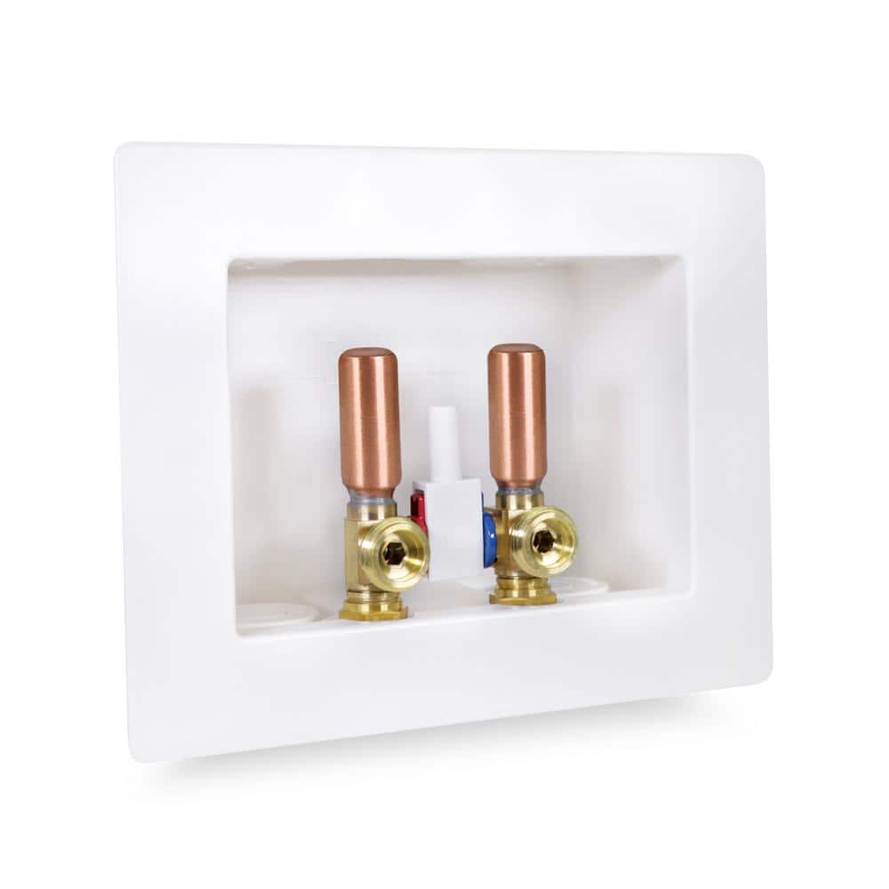 1/2 in. F1960 PEX Brass Valve Fittings in White ABS Washing Machine Dual Outlet Box with Hammer Arrester (2-Pack) price history on PriceWatchPro