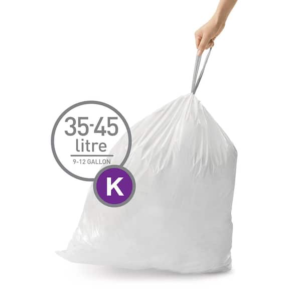 9.2-11.9 Gal. (35-45 l), White - 240 Liners, Code K Custom Fit Drawstring  Trash Bags