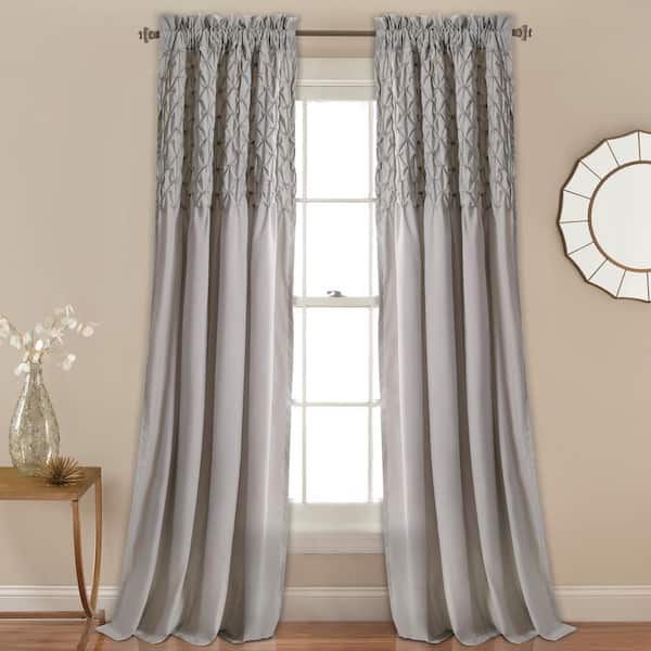 Lush Decor Gray Solid Rod Pocket Room Darkening Curtain - 54 in. W x 84 in. L (Set of 2)
