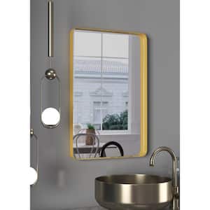 24 in. W x 36 in. H Large Rectangular Aluminium Framed Wall Mounted Bathroom Vanity Mirror in Gold