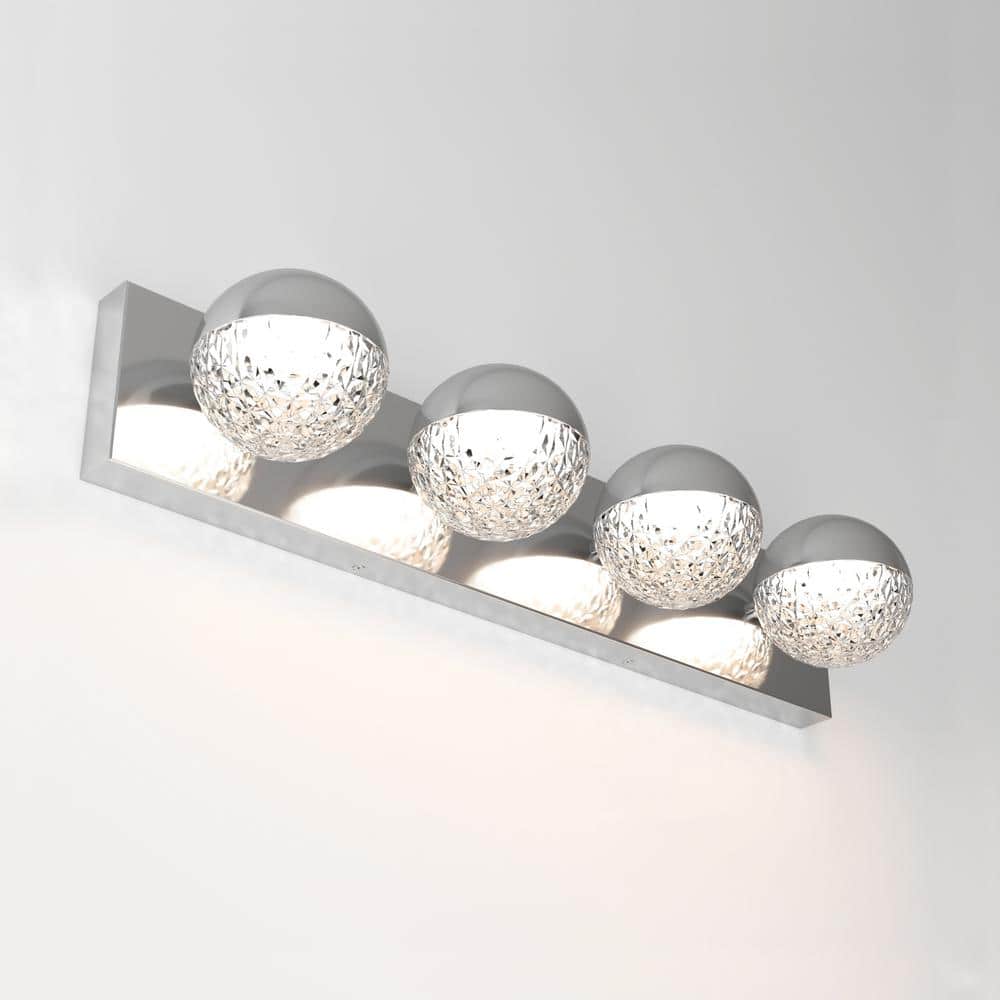 Chrome Steel Integrated LED Vanity Light Bar with Spheres