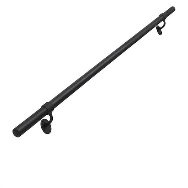 4 Feet Square Tube Handrail, Wall Mount Industrial Modern Staircase Handrail For Indoor Outdoor Steps 600lbs Load Capacity Metal Non Slip Grab Handle For Stairs Loft Porch Matte Black