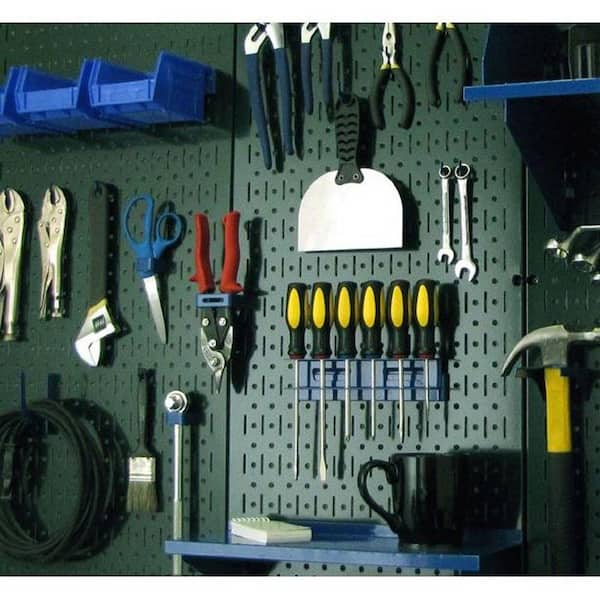 Wall Control Kitchen Pegboard Pack Storage & Organization Kit, Green/Blue, 32 x 32 x 6