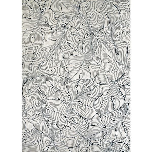 Castille Palma Petrol 5 ft. x 8 ft. Floral Indoor/Outdoor Area Rug