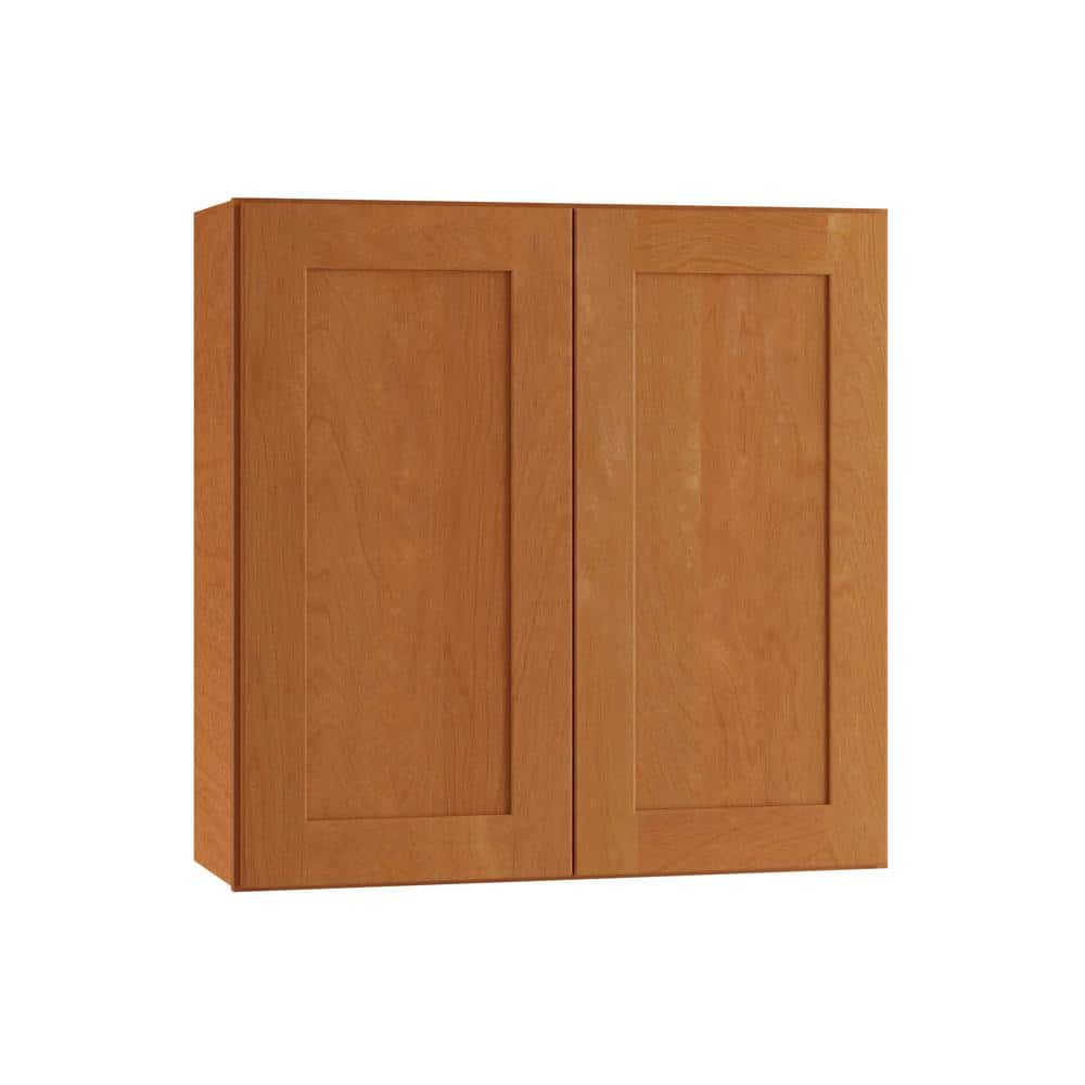 Home Decorators Collection Hargrove Cinnamon Stain Plywood Shaker Assembled Wall Kitchen Cabinet Soft Close 30 in W x 12 in D x 30 in H -  W3030-HCN