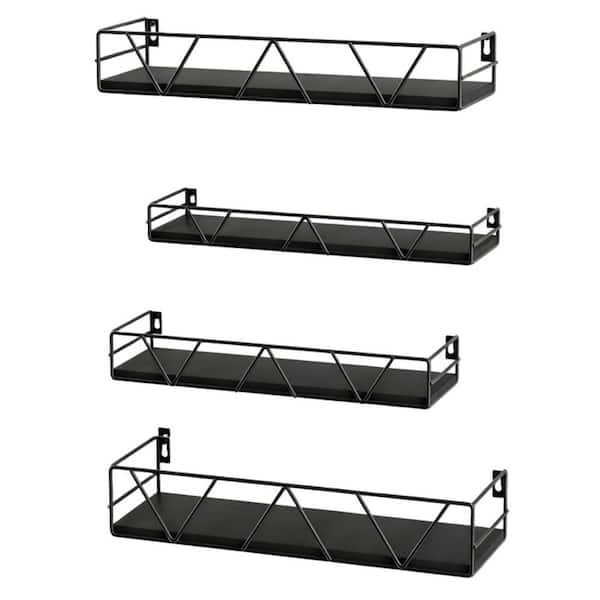 16-in. W x 5.5-in. D x 3-in. H Black Ready-to-Assemble Floating Shelf