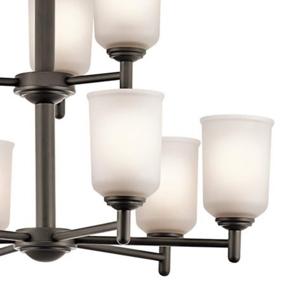 Olde Bronze 26.25" 9-Light 2-Tier Chandelier with Clear Glass Shades