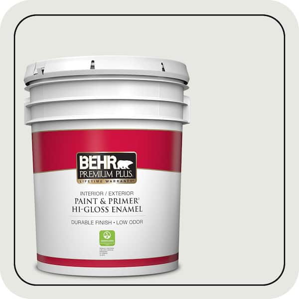 BEHR PREMIUM PLUS 5 gal. Home Decorators Collection #HDC-NT-10G Wedding Cake White Hi-Gloss Enamel Interior/Exterior Paint & Primer