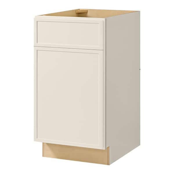 Leyton 18 in. W x 24 in. D x 34.5 in. H Ready to Assemble Plywood Slim Shaker Base Kitchen Cabinet in Antique White