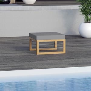 Aluminum Outdoor Ottoman/Coffee Table with Gray Cushion