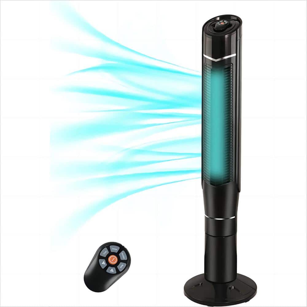 12.6 in. W 8 Speed Oscillating Tower Fan with 24-Hour Timer and Remote Control in Black price history on PriceWatchPro